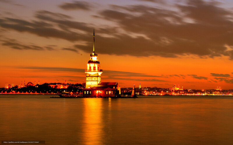 Maiden's Tower at Dusk — Orange, Dramatic