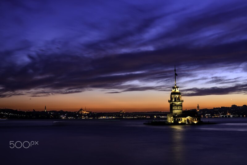 Maiden's Tower at Dusk — Purple