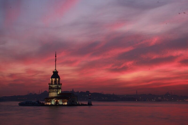 Maiden's Tower at Dusk — Red