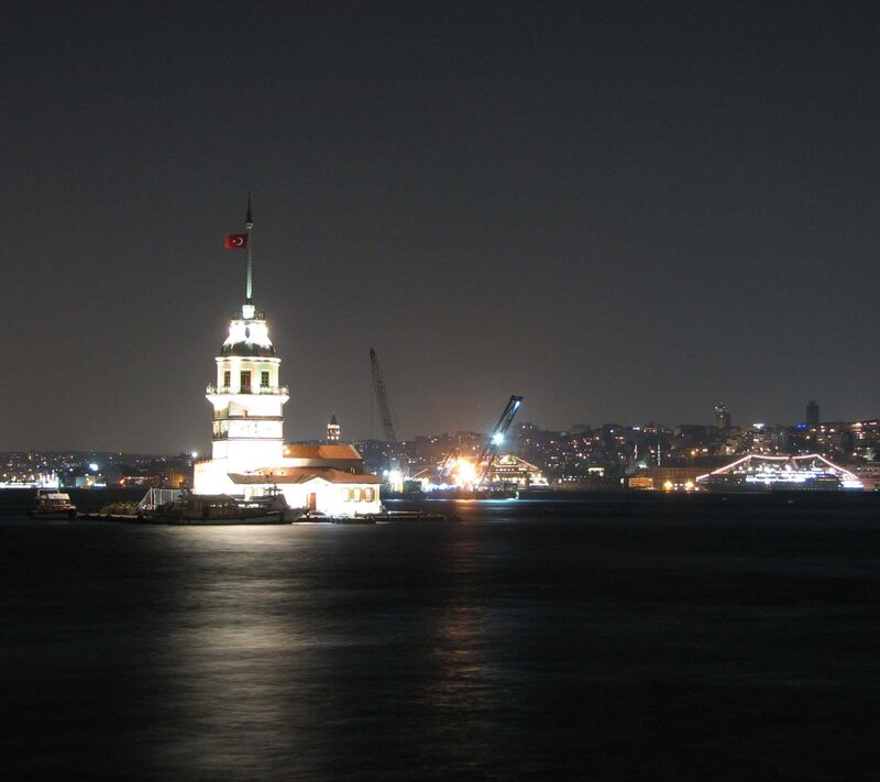 Maiden's Tower at Night — Black, Serene
