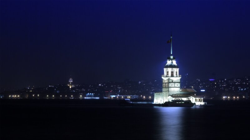 Maiden's Tower at Night — Blue, Serene