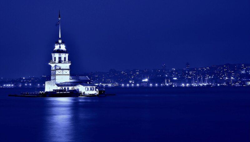 Maiden's Tower at Night — Blue