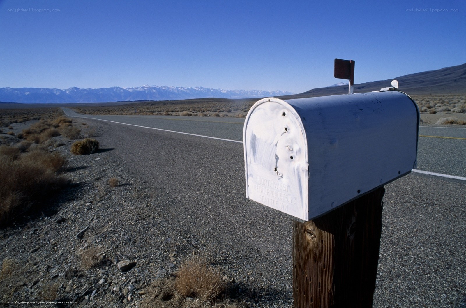 Mailbox on a desert road