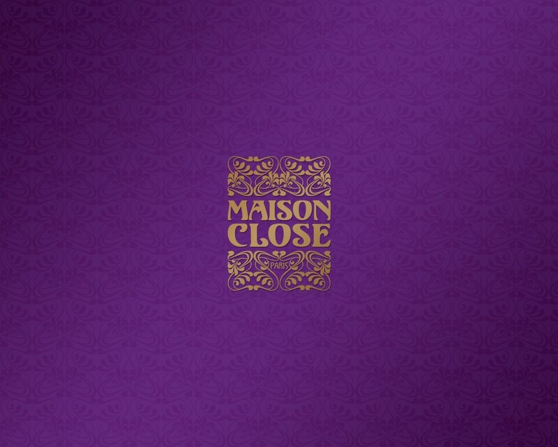 Maison Close logo on purple background