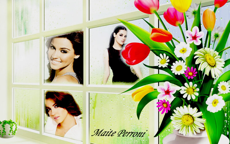 Maite Perroni collage with flowers
