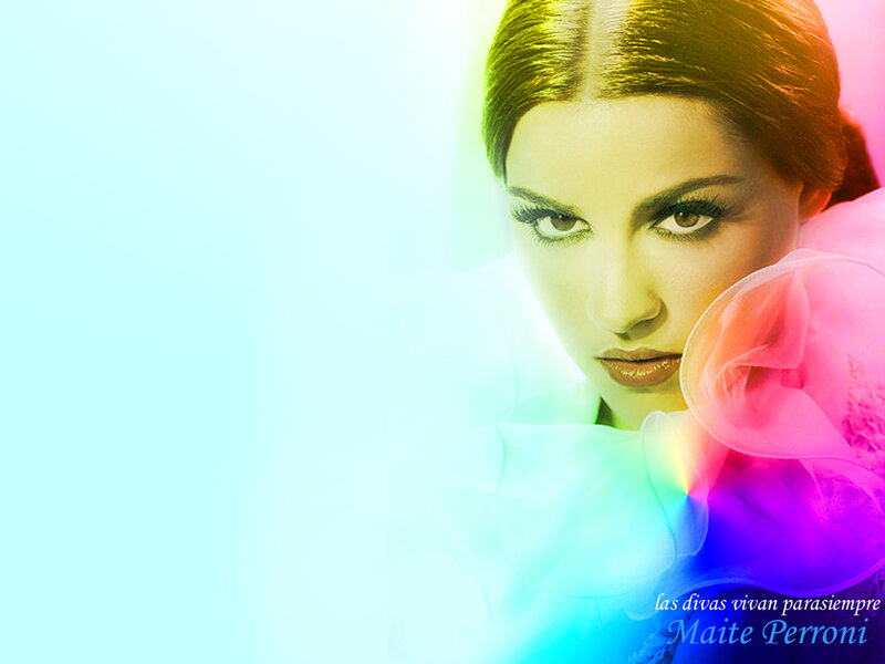Maite Perroni portrait with rainbow effect
