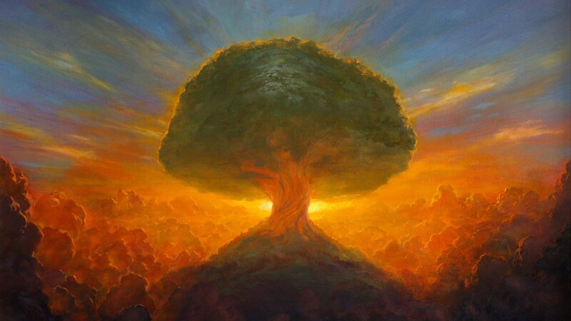 Majestic tree at sunset