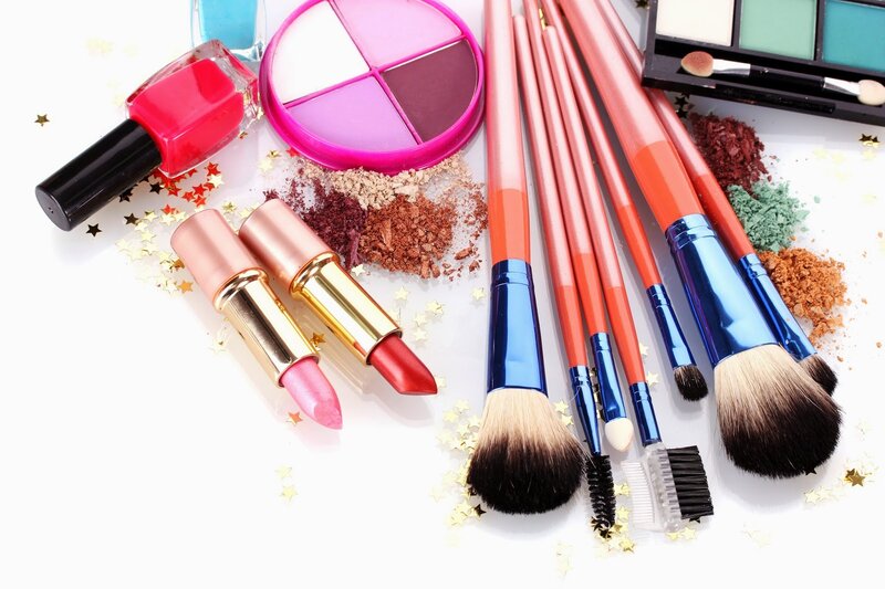 Makeup Brushes and Cosmetics — White