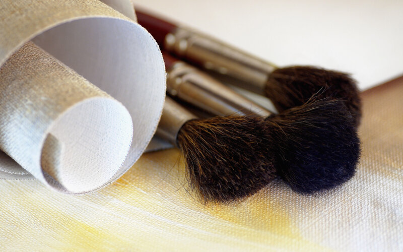makeup brushes on fabric