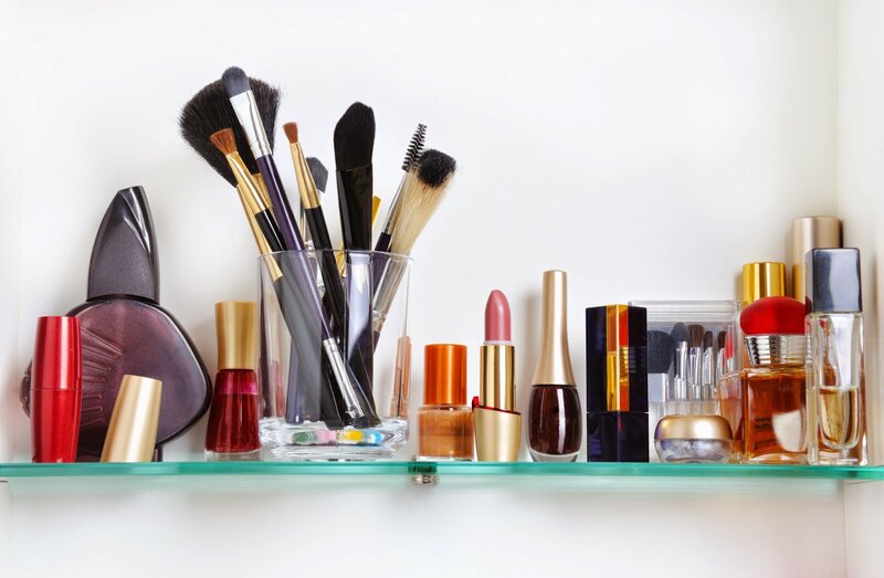 Makeup Collection on Shelf