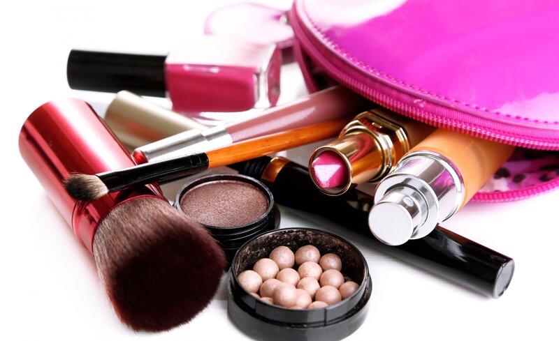 Makeup Items on White — Pink