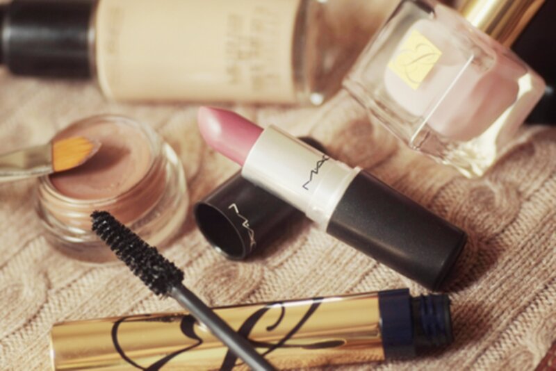 Makeup Products on Fabric