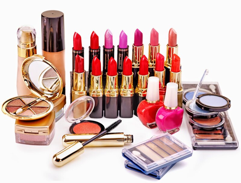 Makeup Products on White — Red