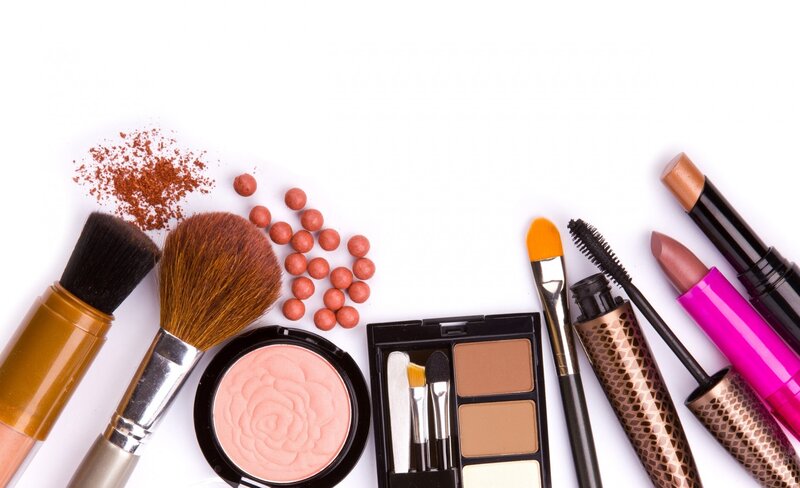 Makeup Products on White