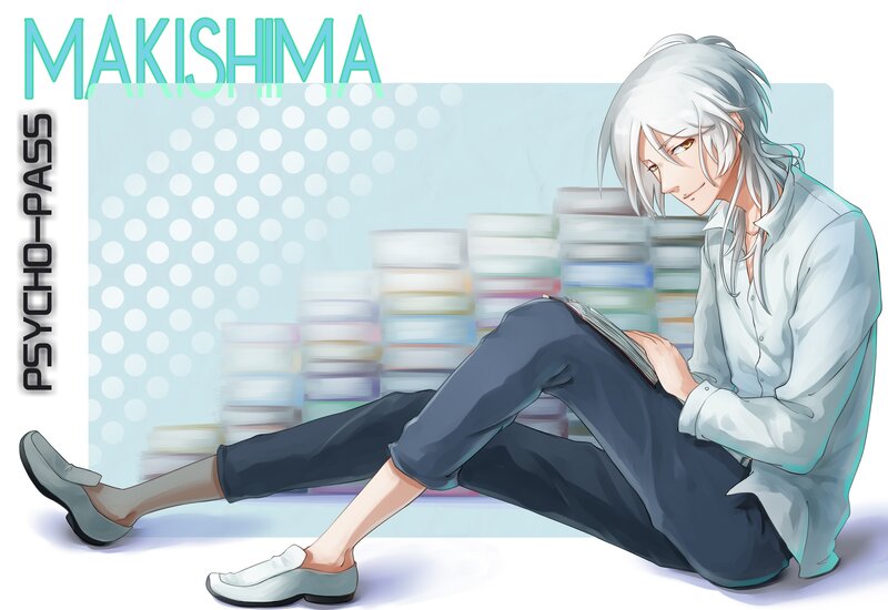 Makishima reading in library