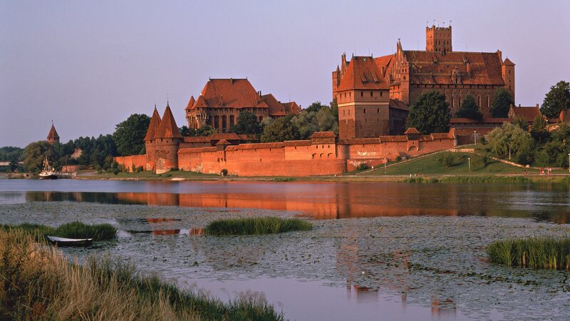 Malbork Castle at sunset