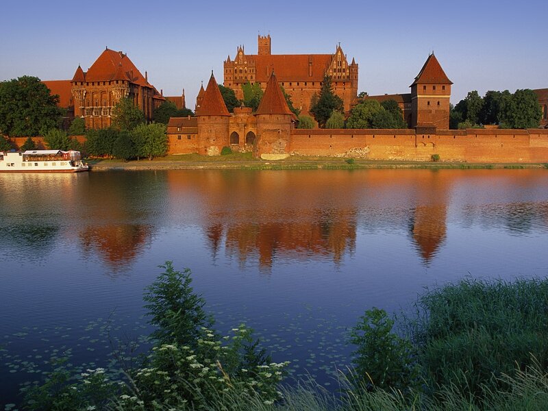 Malbork Castle — Blue, Serene, Sunset, Photograph