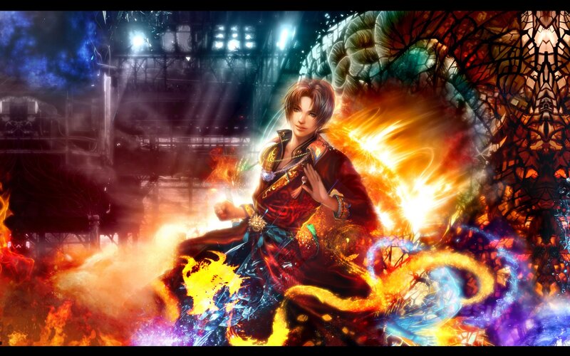 Male Character in Flames