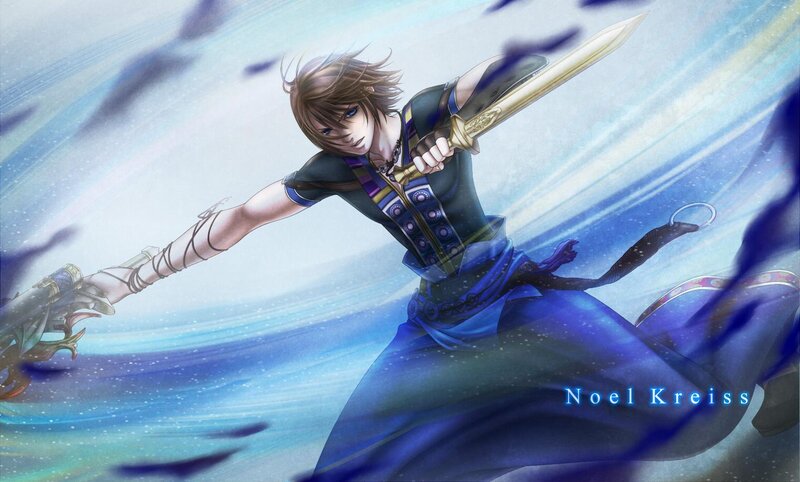 Male Character with Sword — Blue, Dramatic, Anime