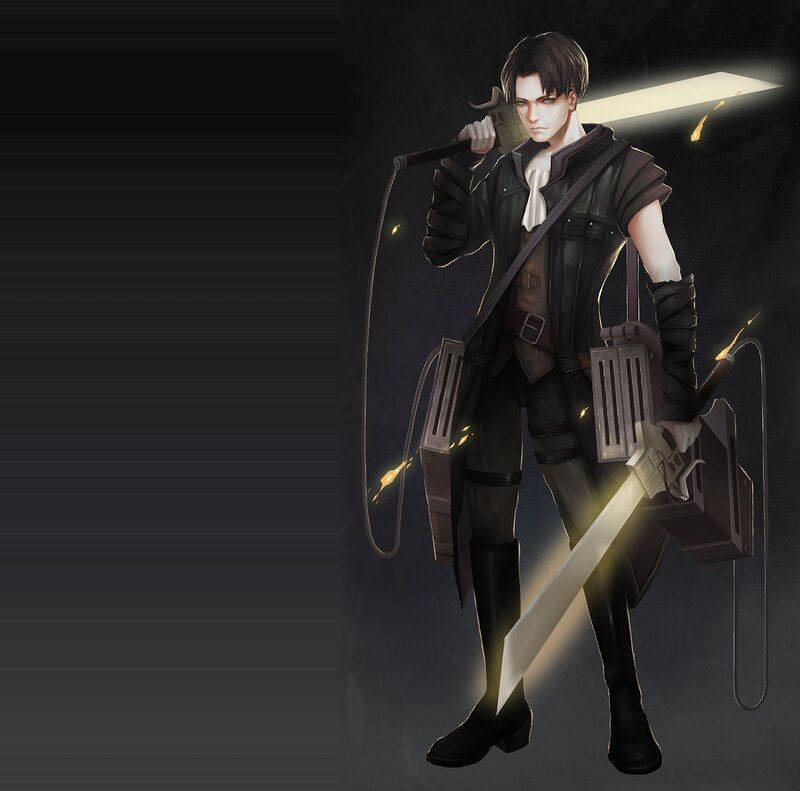 Male Character with Swords — Black