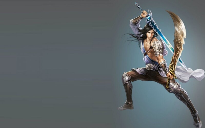 Male Warrior with Sword — Gray, Dramatic