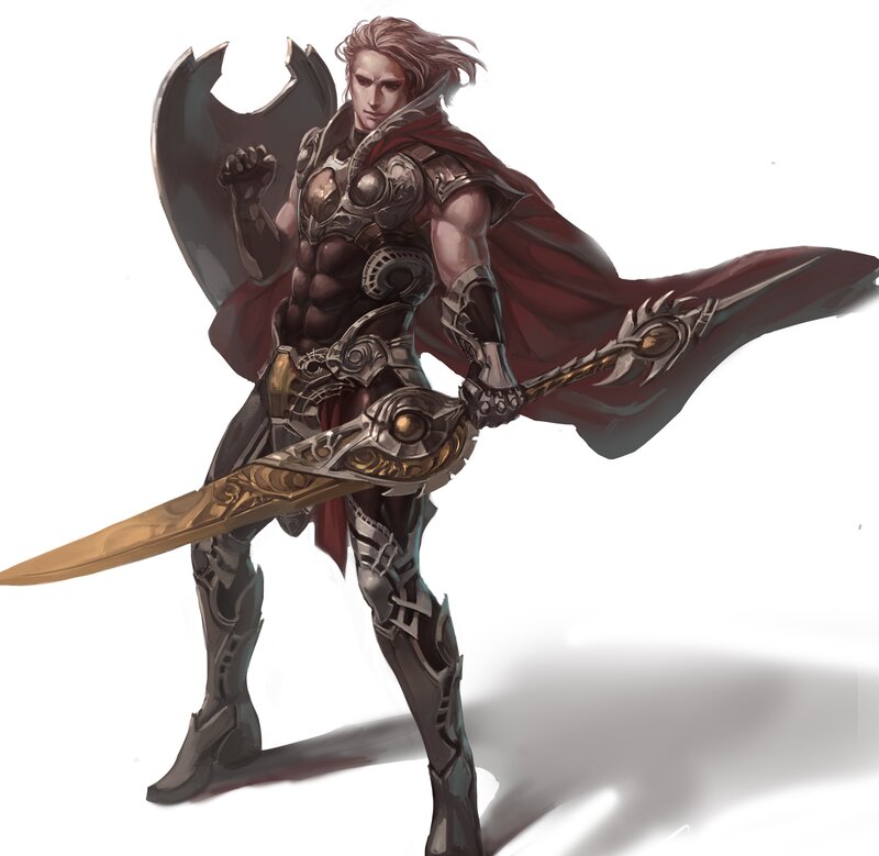 Male Warrior with Sword — Red