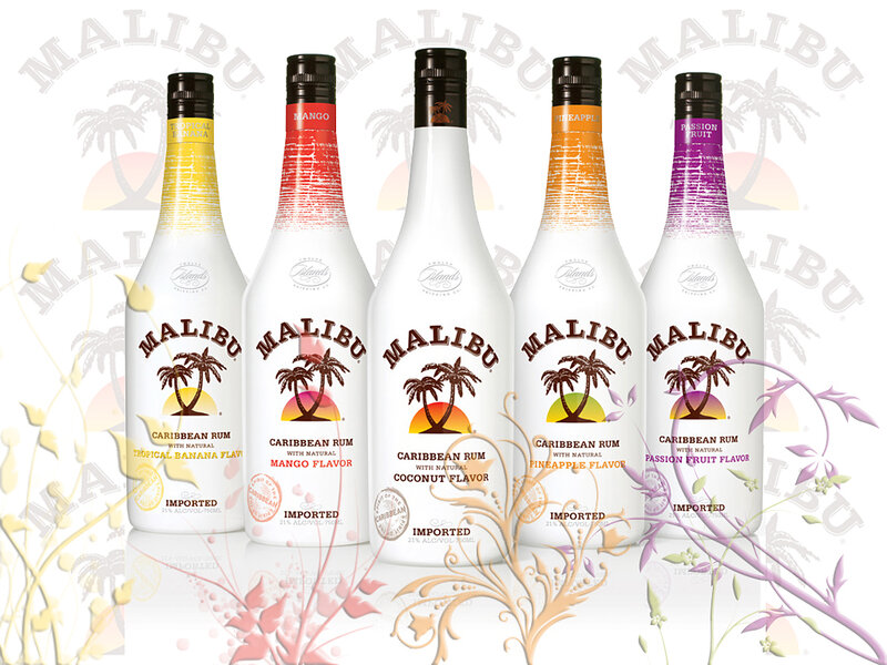 Malibu rum bottles