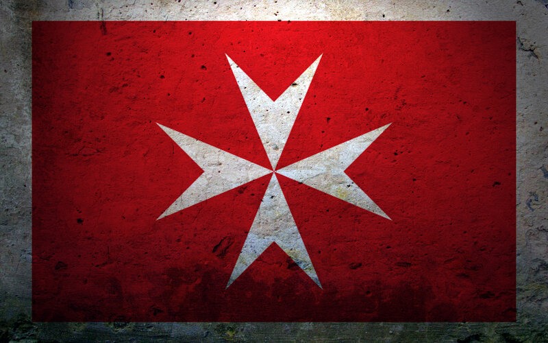 Maltese cross on red background