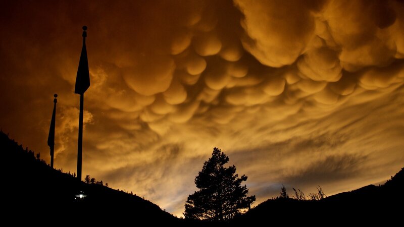 Mammatus Clouds at Dusk — Orange, Dramatic