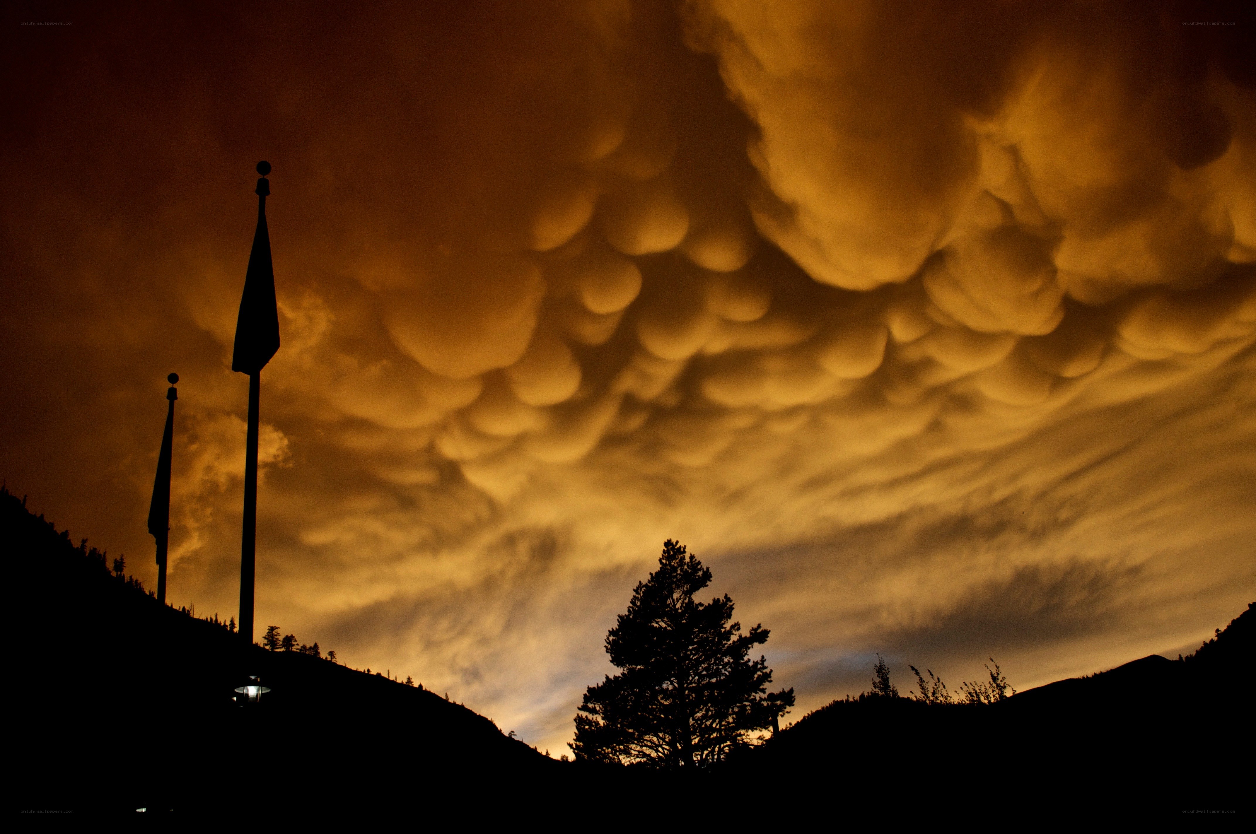 Mammatus clouds at dusk