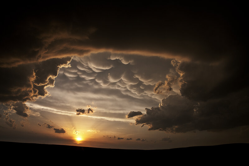 Mammatus Clouds at Sunset — Orange, Dramatic
