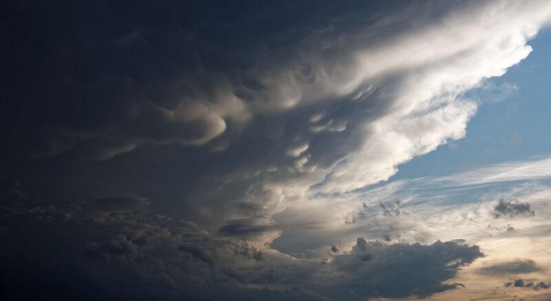 Mammatus Clouds in Sky