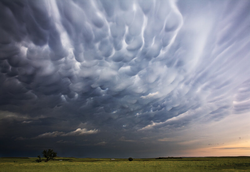 Mammatus Clouds over Field — Green