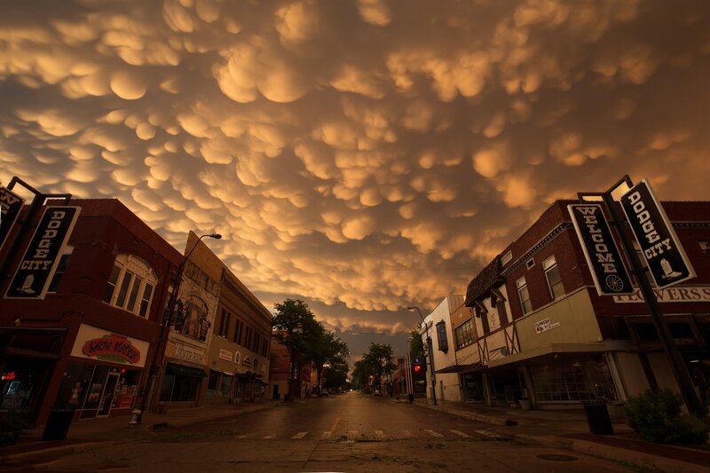 Mammatus Clouds over Town