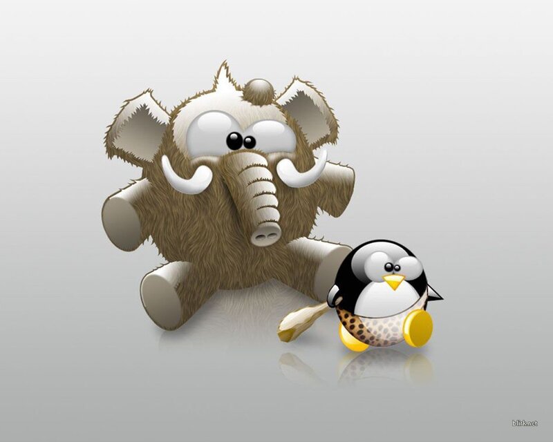 Mammoth and penguin characters