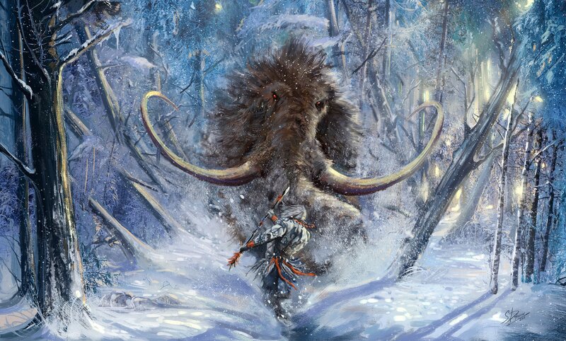 Mammoth Charging at Warrior