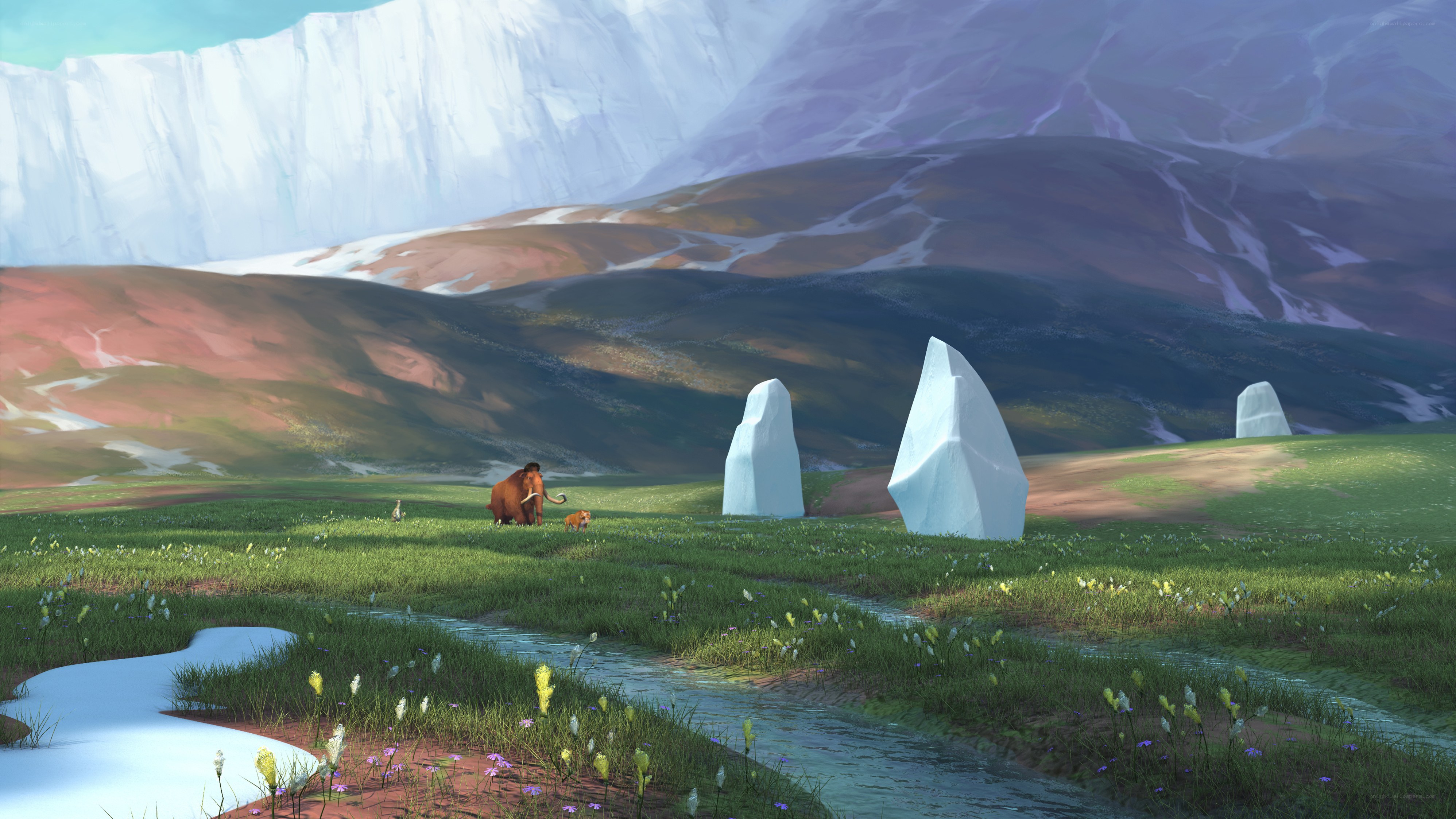 Mammoth in a prehistoric landscape