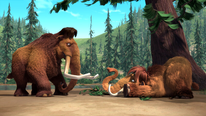 Mammoth in forest scene