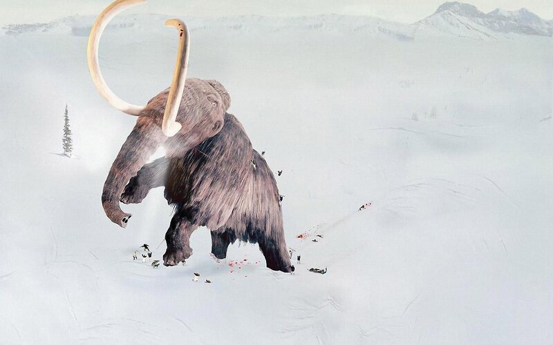 Mammoth in snowy landscape