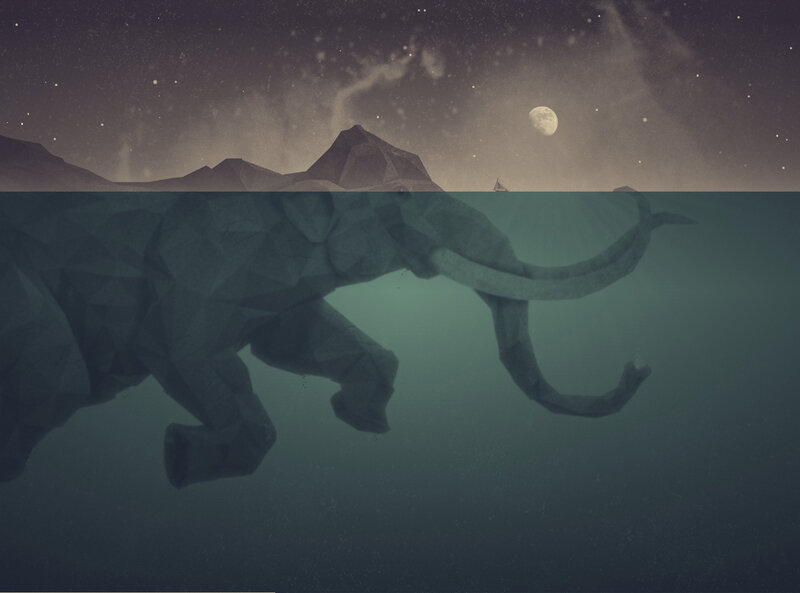 Mammoth under moonlight