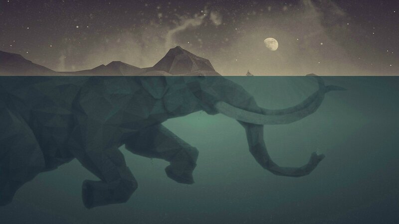 Mammoth Underwater — Teal, Dramatic, Night