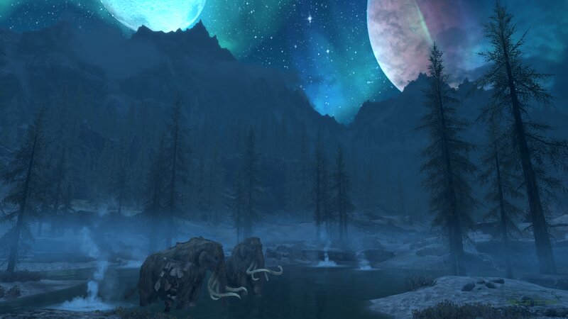 Mammoths in a Lake