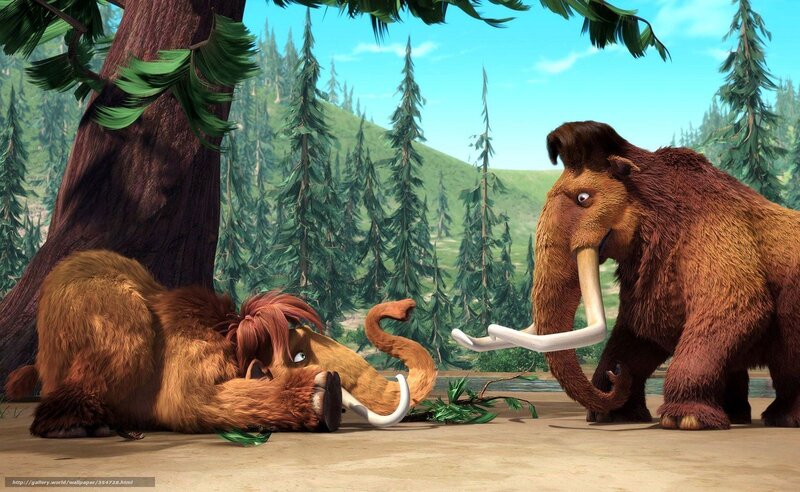 Mammoths in Forest — Brown, Calm
