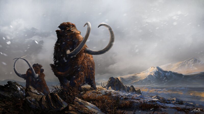 Mammoths in Snow — Brown
