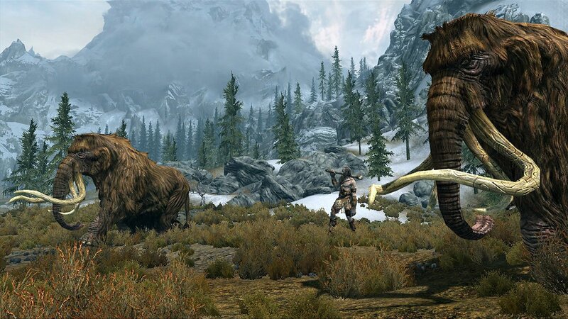 Mammoths in snowy mountains