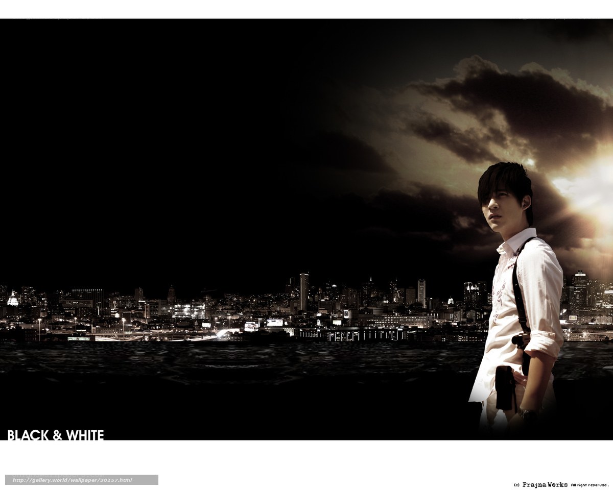 Man against city skyline