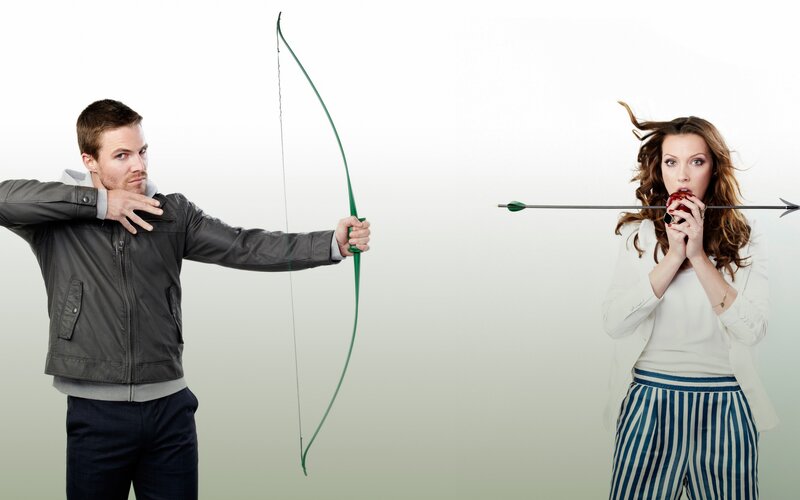 Man Aiming Bow at Woman
