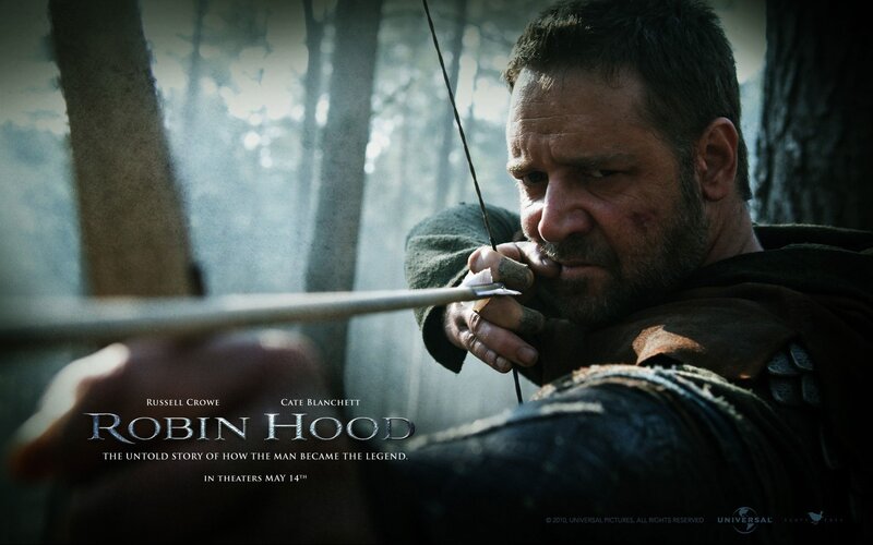Man Aiming Bow in Forest — Brown