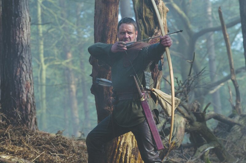Man Aiming Bow in Forest