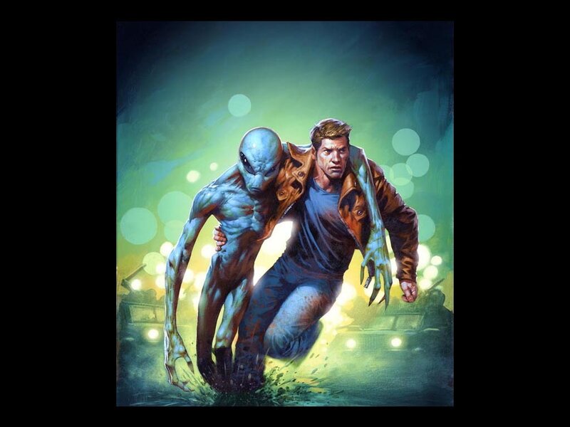 Man and Alien Running